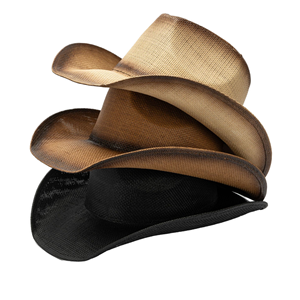 Chapeaux de soleil en paille respirants à large bord pour hommes 2026, imprimés à la main avec motifs de scènes extérieures, style cowboy, avec patchs, vente en gros - Product Image 1