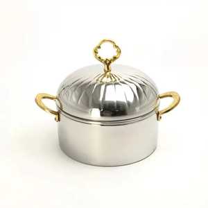 Olla de Acero Inoxidable para Servir Comida Caliente, con Asa Dorada, Elegante, para Buffet y Catering - Product Image 1