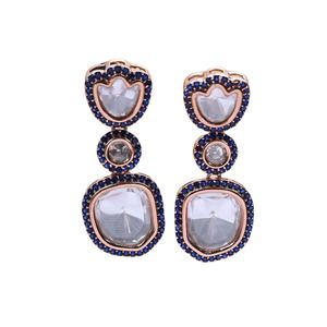 Premier exportateur de boucles d'oreilles Polki au design magnifique de qualité superlative avec pierres de double taille à un prix abordable à vendre - Product Image 1