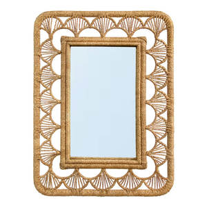 Espejo de pared de ratán rectangular decoración Bohemia tejida a mano - Product Image 6