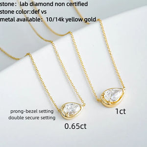 จี้เพชรทรงลูกแพร์เพาะเลี้ยงในห้องปฏิบัติการ ได้รับการรับรองจาก IGI  ตัวเรือนทองคำ โรสโกลด์ ไวท์โกลด์ หรือเงิน สี D-E-F ความใส VVS-VS พร้อมสายสร้อย - Product Image 5