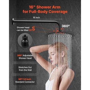 Wall Mounted Rainfall <b>Bathroom</b> Shower System 10 Inch Rain Shower Head with Handheld Spray Shower Faucet <b>Set</b> <b>Accessory</b> - Product Image 4