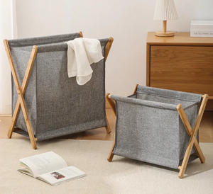 Organizador de Ropa de Bambú de Lujo, Plegable, Ecológico, Diseño Moderno, para Baño, Bajo MOQ, Hecho en Vietnam - Product Image 1
