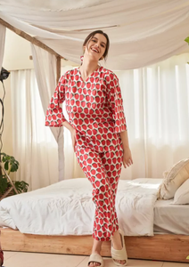 Conjunto de Pijama de Algodón Suave con Estampado Floral para Mujer, Ropa de Dormir Transpirable y Cómoda, Ropa Casual para Dormir, Ropa de Casa para Mujer - Product Image 2