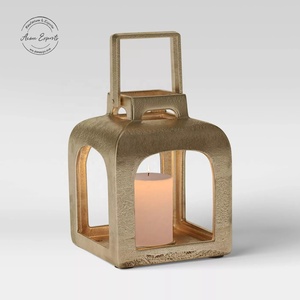 Premium Aluminum Candle <b>Lantern</b> With <b>Gold</b> Finish Adds Warm Ambient Glow Perfect For Home Decor And Festive Lighting - Product Image 1