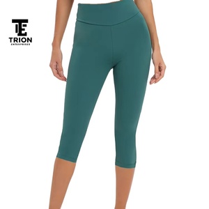 Women's <b>Black</b> <b>High</b> <b>Waist</b> Capri <b>Leggings</b> Knee Length Stretch Fitted Athletic Pants for Yoga Workout Running Fitness Training - Product Image 1