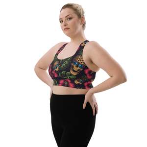 Soutien-gorge de sport dos nageur pour femme avec imprimé tête de mort et floral, maintien moyen, respirant, idéal pour le fitness et l'entraînement - Product Image 3