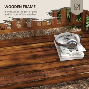Banc de patio en bois au fini carbonisé durable avec dossier et accoudoirs à lattes pour extérieur, pelouse, parc, terrasse, centre commercial, cour - Product Image 6