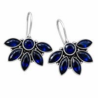 Última Colección de Pendientes Clásicos de Latón Plateado en Plata Antigua con Cristal Azul Natural, Engaste en Bisel, para Mujer, Aniversario, Venta al Por Mayor