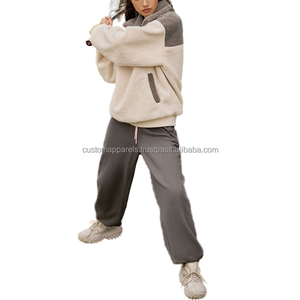 Sweat-shirt personnalisé pour femme, coupe oversize, demi-zip, couleur contrastante, style streetwear, en polaire, col rabattu - Product Image 3