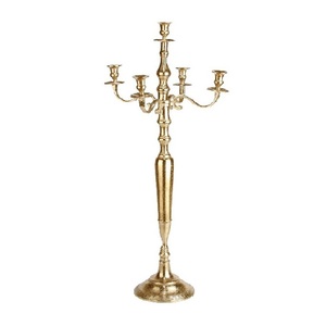 Gold 5 arm <b>candelabra</b> 2 feet aluminium candle holder decorative candle stand tabletop candle holder luxury wedding centerpiece - Product Image 1