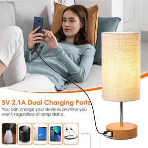 Lampada da Tavolo LED Dimmerabile a 3 Vie con Controllo Touch, Doppia Porta USB, Lampada da Comodino per Camera da Letto e Soggiorno, Lampadina LED Inclusa - Product Image 3