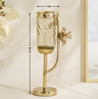 Support de bougie en laiton doré floral de luxe, sans plomb, fait main, écologique, pour bougies chauffe-plat, décoration de Pâques, de Noël et de la maison, art de table