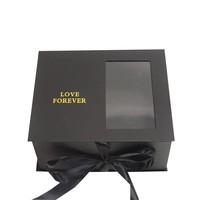 Boîte cadeau rigide personnalisée avec couvercle à rabat, style livre, avec fermeture à ruban et estampage à chaud doré, emballage cadeau de luxe pour fleurs