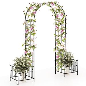 Pergola/Gazebo da Giardino 2-in-1 con 2 Fioriere Laterali e 8 Picchetti da Terra - Product Image 1