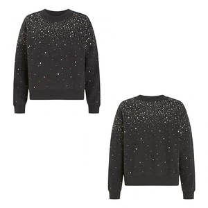 เสื้อสเวตเชิ้ตคอกลมสีดำแบบยูนิเซ็กซ์ ปรับแต่งได้ พร้อมลายจุดกลิตเตอร์ ทรงปกติ สวมใส่สบาย เหมาะสำหรับฤดูหนาว ผลิตจากผ้าฝ้ายถัก - Product Image 2
