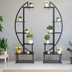 Set di 2 Supporti per Piante a Mezzaluna in Ferro per Decorazione di Giardino, Patio o Balcone - Product Image 5