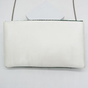 Handmade Rectangular <b>Purse</b> With Daisy Flower Embroidery <b>Green</b> Polka Dot Design - Product Image 5