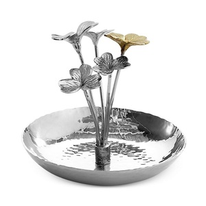 Juego de Tazones de Servir de Metal Plateado con Tres Compartimentos, Estilo Glamuroso con Ramas Doradas, Aptos para Lavavajillas - Product Image 5