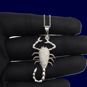 Iced Out Scorpion Moissanite Charm Pendant Luxury Hip Hop Jewelry <b>Silver</b> Party <b>Necklace</b> - Product Image 1