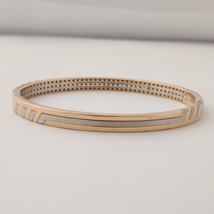 18ct Rose Gold Sapphire Two-Tone Inlay <b>Bangle</b> Bracelet <b>Men's</b> Minimalist Geometric Design Luxury Daily Wear Party Gift - Product Image 3