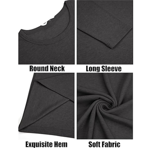 Men Long Sleeve Cotton T Shirt Casual Plain Crew Neck Tee Custom Printing Private Label Bulk Supplier - Product Image 6