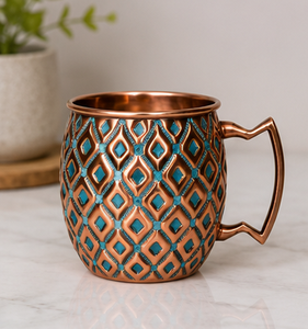 Taza de cobre premium con patrón de diamantes en relieve, taza de lujo para Moscow Mule, elaborada con un impresionante patrón de diamantes texturizado. - Product Image 5