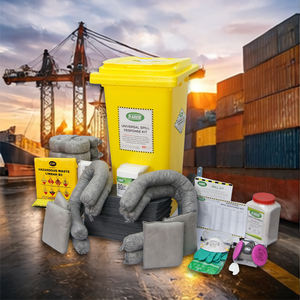 Kit portátil universal de control de derrames de 120L con contenedor con ruedas, almohadillas absorbentes de 32 galones para aceite/combustible/químicos, para la industria y laboratorios. - Product Image 1