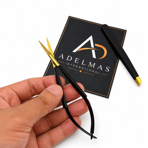 Juego de Herramientas de Belleza de Acero Inoxidable de 2 Piezas, Color Negro Dorado Premium, Lujoso, Moderno, Hecho a Mano, Ecológico y Reutilizable, Pinzas Inclinadas para Cejas - Product Image 4