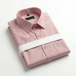 Camisa de Manga Corta, Color Beige Sólido, Casual, Cierre de Botón, Formal, de Sarga, Primavera, Bordada, Servicio OEM - Product Image 3