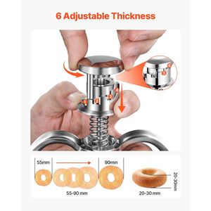 Dosatore Manuale per Ciambelle di Grande Capacità in Acciaio Inox 304, Attrezzatura Commerciale per Panifici, Dispenser per Impasto Regolabile a 6 Spessori - Product Image 4