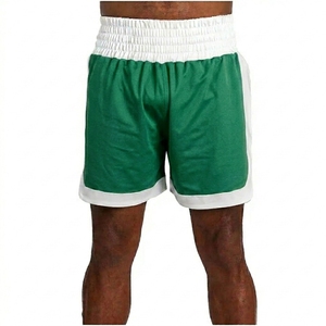 Quick Dry Breathable MMA Compression Shorts Front Logo Men's Boxing Gray White Elastic Waist 220g Kickboxing Fight Shorts - Product Image 2