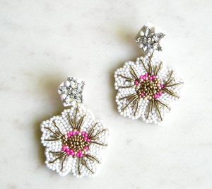 Pendientes de Aro Ligeros con Cuentas de Vidrio, Joyería Elegante de Tela para Mujer, para Fiestas y Bodas, por MD HANDICRAFTS - Product Image 5