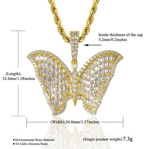 Nuevo colgante de mariposa estilo hip hop moderno, chapado en oro de plata de ley 925 con moissanita, para mujer. - Product Image 5