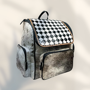 Mochila de Cuero Genuino Hecha a Mano con Cierre, Diseño Floral Occidental, Gran Capacidad, Correa de Hombro Arqueada, Unisex - Product Image 4