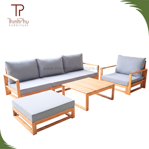 EDEN Ensemble de canapés de jardin contemporains en bois d'acacia, 6 pièces, écologiques, avec coussins imperméables, pliables, pour hôtels et villas - Product Image 6