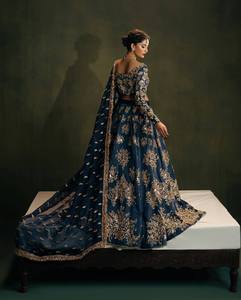 Blue Silk Zari Thread Sequence <b>Lehenga</b> Choli With Dupatta Floral Embroidered Wedding Outfit for <b>Women</b> - Product Image 5