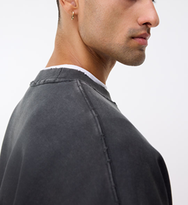 Sweat-shirt pour homme à coupe ample et col rond, effet délavé, personnalisable OEM, 380 GSM, 100% coton, séchage rapide, écologique - Product Image 3