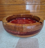 Cendrier rond classique en résine et bois fait main avec couleur personnalisée pour la décoration de la maison