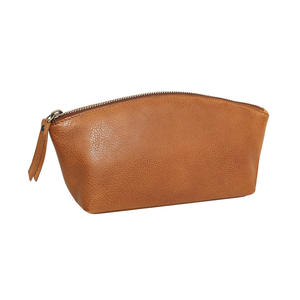 Custom Logo Luxury PU brown leather Travel makeup <b>bag</b> Large Capacity Portable Fashion Cosmetic Organizer Tote Zipper <b>bag</b> - Product Image 2