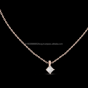 Véritable chaîne en argent 925 bijoux cadeau pour mariage fête d'anniversaire Saint-Valentin carré coupe Moissanite pendentif collier pour femme - Product Image 1