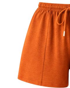 Custom Orange Women Camisole And Shorts Set Summer Two Piece Outfit Cotton Blend Crop <b>Top</b> Drawstring Shorts Casual Lounge Set - Product Image 6