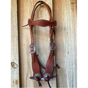 Têtière western artisanale à une seule bride en cuir avec garnitures sculptées à la main - Product Image 4