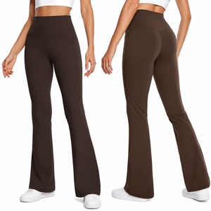 Custom Women's <b>High</b> <b>Waisted</b> <b>Flared</b> Yoga <b>Leggings</b> <b>Flared</b> <b>Leggings</b> 4 Way Stretch Gym Workout Fitness Yoga Pants OEM Manufacturer - Product Image 5