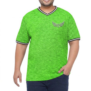 Camiseta de Manga Corta con Cuello en V Gris para Hombre, con Logotipo de Ala en Relieve, Ribete en Contraste, Corte Regular Informal, Algodón Jersey - Product Image 4