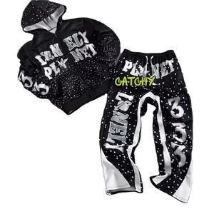 Ensemble de survêtement décontracté 2 pièces en coton 100% avec impression en relief, couleurs personnalisées, service OEM, vêtements de sport respirants, vente en gros - Product Image 5