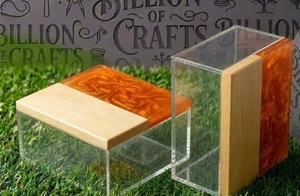 Clear <b>Acrylic</b> Chocolate <b>Storage</b> Box with Beech Wood Grain Lid Rectangular Food <b>Container</b> 1 Layer Hinged Lid Minimalist Design - Product Image 3
