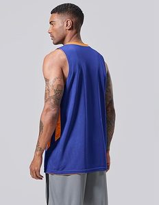 Camiseta Deportiva sin Mangas Naranja y Azul, Cuello en V, Ligera, de Poliéster, para Hombre y Mujer - Product Image 3