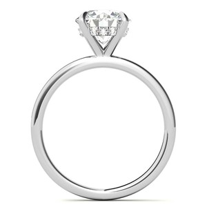 Anillo de Compromiso Clásico con Garras y Halo Oculto de Moissanita de Corte Redondo de 1.3CT, Oro Blanco de 14K, Anillo de Promesa Minimalista - Product Image 4