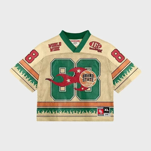 2026 Boxy Oversized American Football Jersey Cropped Mesh Streetwear Retro <b>Hip</b> Hop Custom Fashion Shirt 100% Polyester Quick Dry - Product Image 3